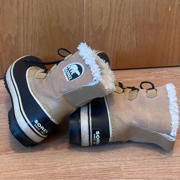 Sorel Tivoli Lace Up Waterproof Mid Calf Women’s Winter Boots Sz 10 Tan & Black - Picture 9 of 15